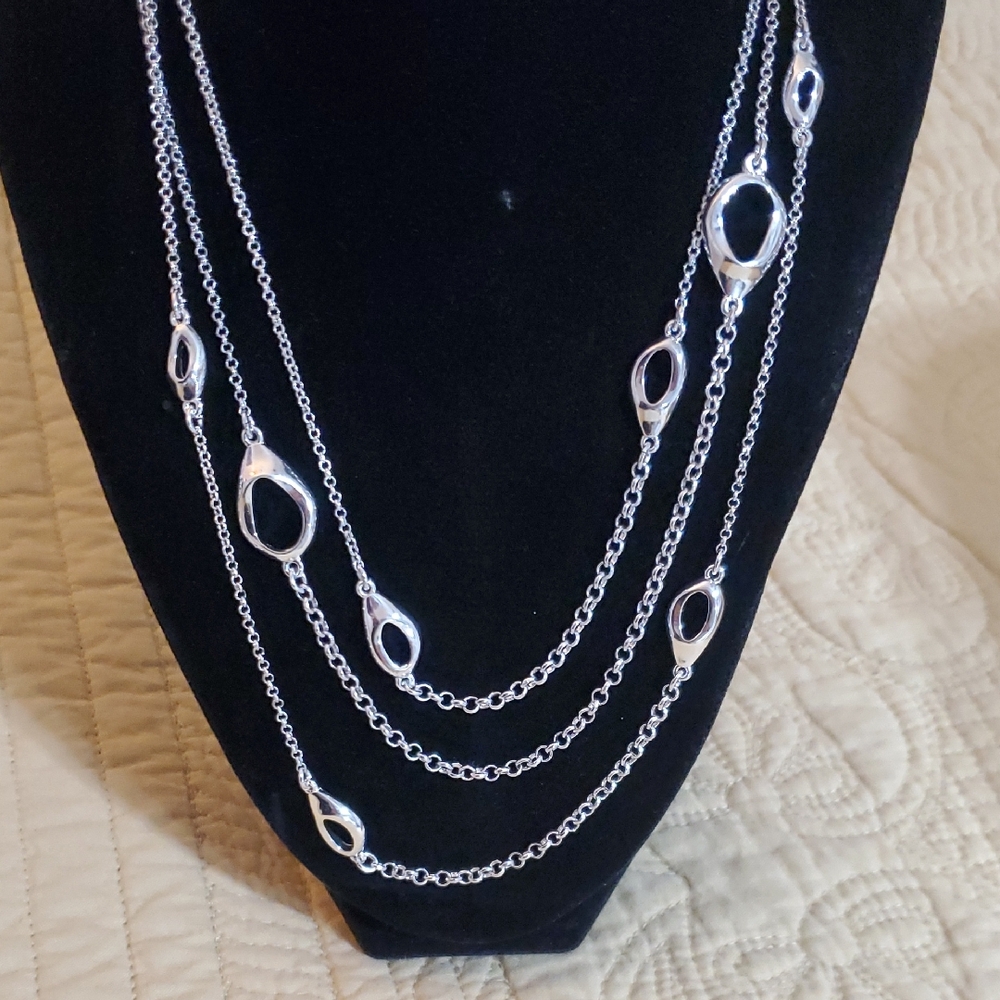 Talbots Silver Triple Chain Necklace